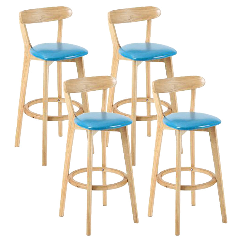 Contemporary Matte Finish Solid Wood Bar Stool Milk Tea Shop Footrest Stool Sky Blue Natural 4 Piece Set Clearhalo 'Bar Furniture' 'Bar Stools' 'bar_stools' 'furn' 'furn_bar_stools' 'Furniture' 'furniture_bar_stools' 'Kitchen & Dining Furniture' 4961765