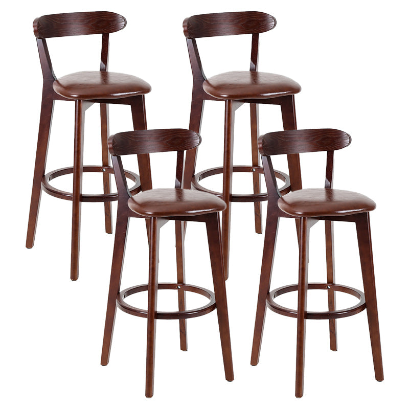 Contemporary Matte Finish Solid Wood Bar Stool Milk Tea Shop Footrest Stool Brown Brown 4 Piece Set Clearhalo 'Bar Furniture' 'Bar Stools' 'bar_stools' 'furn' 'furn_bar_stools' 'Furniture' 'furniture_bar_stools' 'Kitchen & Dining Furniture' 4961766