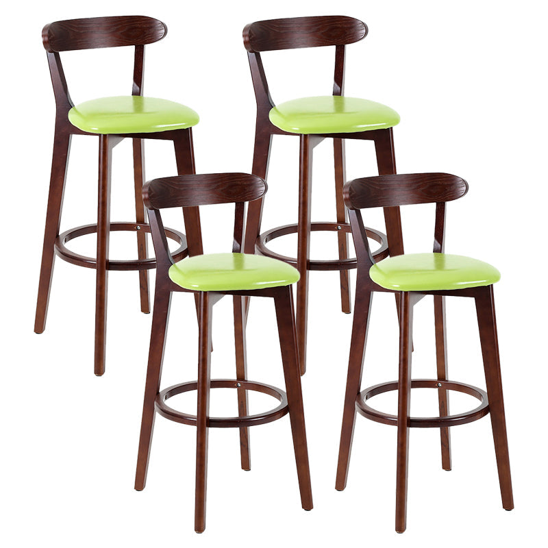 Contemporary Matte Finish Solid Wood Bar Stool Milk Tea Shop Footrest Stool Light Green Brown 4 Piece Set Clearhalo 'Bar Furniture' 'Bar Stools' 'bar_stools' 'furn' 'furn_bar_stools' 'Furniture' 'furniture_bar_stools' 'Kitchen & Dining Furniture' 4961767