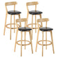 Contemporary Matte Finish Solid Wood Bar Stool Milk Tea Shop Footrest Stool Black Natural 4 Piece Set Clearhalo 'Bar Furniture' 'Bar Stools' 'bar_stools' 'furn' 'furn_bar_stools' 'Furniture' 'furniture_bar_stools' 'Kitchen & Dining Furniture' 4961768