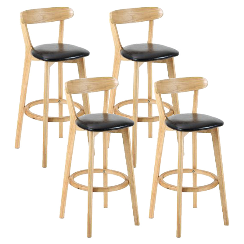 Contemporary Matte Finish Solid Wood Bar Stool Milk Tea Shop Footrest Stool Black Natural 4 Piece Set Clearhalo 'Bar Furniture' 'Bar Stools' 'bar_stools' 'furn' 'furn_bar_stools' 'Furniture' 'furniture_bar_stools' 'Kitchen & Dining Furniture' 4961768