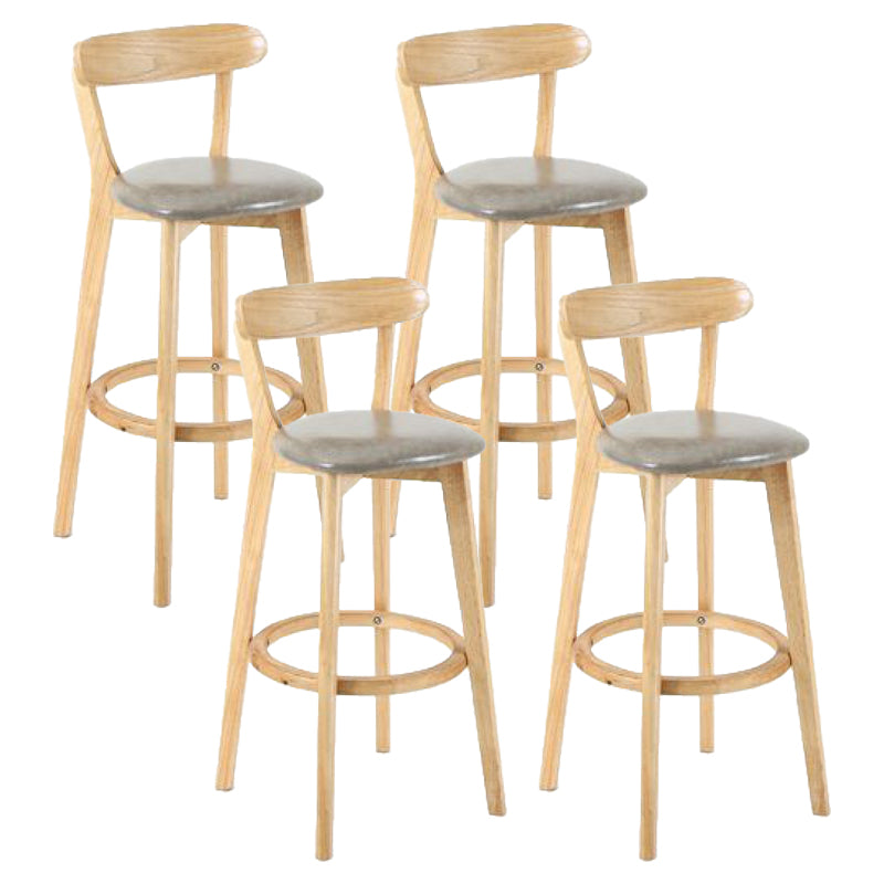 Contemporary Matte Finish Solid Wood Bar Stool Milk Tea Shop Footrest Stool Silver Gray Natural 4 Piece Set Clearhalo 'Bar Furniture' 'Bar Stools' 'bar_stools' 'furn' 'furn_bar_stools' 'Furniture' 'furniture_bar_stools' 'Kitchen & Dining Furniture' 4961769