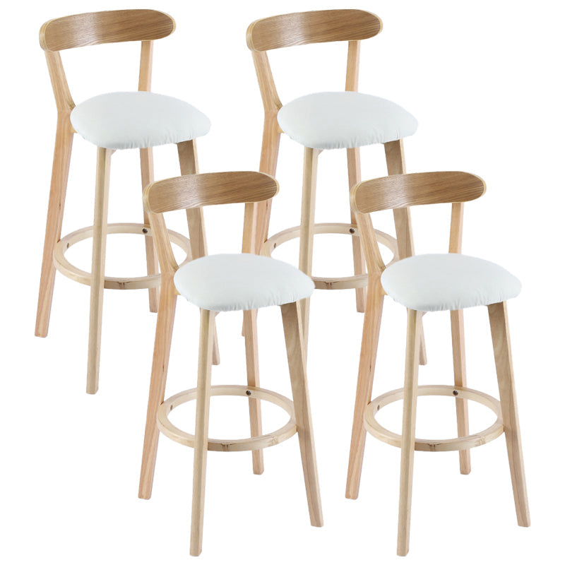 Contemporary Matte Finish Solid Wood Bar Stool Milk Tea Shop Footrest Stool Off-White Natural 4 Piece Set Clearhalo 'Bar Furniture' 'Bar Stools' 'bar_stools' 'furn' 'furn_bar_stools' 'Furniture' 'furniture_bar_stools' 'Kitchen & Dining Furniture' 4961771