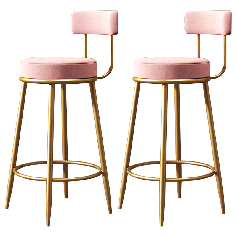 Nordic Glam Bar-stool Liftable Leather Counter Bar Stool with Metal Legs Pink Set of 2 Clearhalo 'Bar Furniture' 'Bar Stools' 'bar_stools' 'Furniture' 'furniture_bar_stools' 'Kitchen & Dining Furniture' 4961776