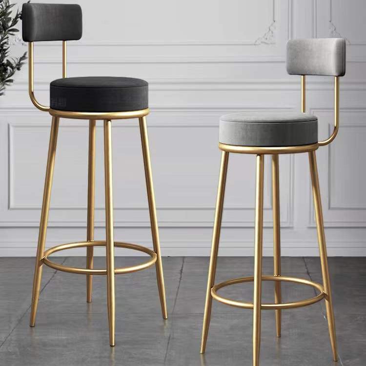 Nordic Glam Bar-stool Liftable Leather Counter Bar Stool with Metal Legs Clearhalo 'Bar Furniture' 'Bar Stools' 'bar_stools' 'Furniture' 'furniture_bar_stools' 'Kitchen & Dining Furniture' 4961786