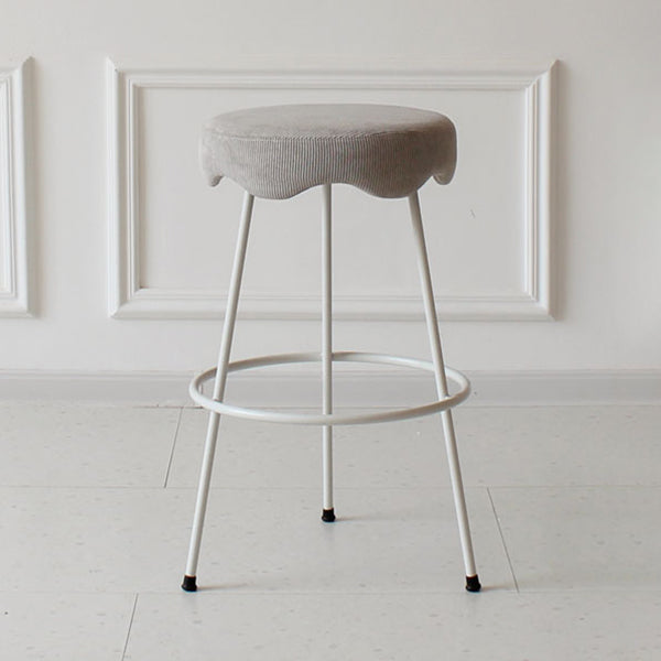 Modern Armless Backless Counter Stool Iron Cafe Bar Stool with Flannel Cushion and Pedal Clearhalo 'Bar Furniture' 'Bar Stools' 'bar_stools' 'furn' 'furn_bar_stools' 'Furniture' 'furniture_bar_stools' 'Kitchen & Dining Furniture' 4961790
