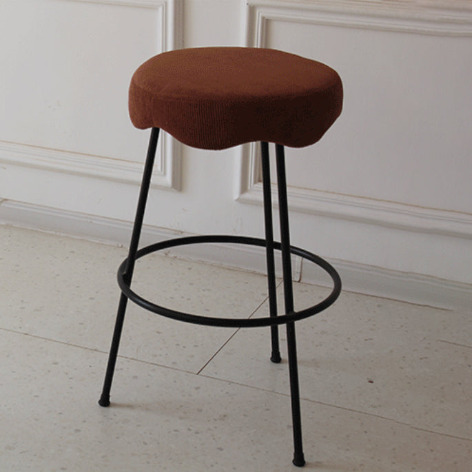 Modern Armless Backless Counter Stool Iron Cafe Bar Stool with Flannel Cushion and Pedal Clearhalo 'Bar Furniture' 'Bar Stools' 'bar_stools' 'furn' 'furn_bar_stools' 'Furniture' 'furniture_bar_stools' 'Kitchen & Dining Furniture' 4961795