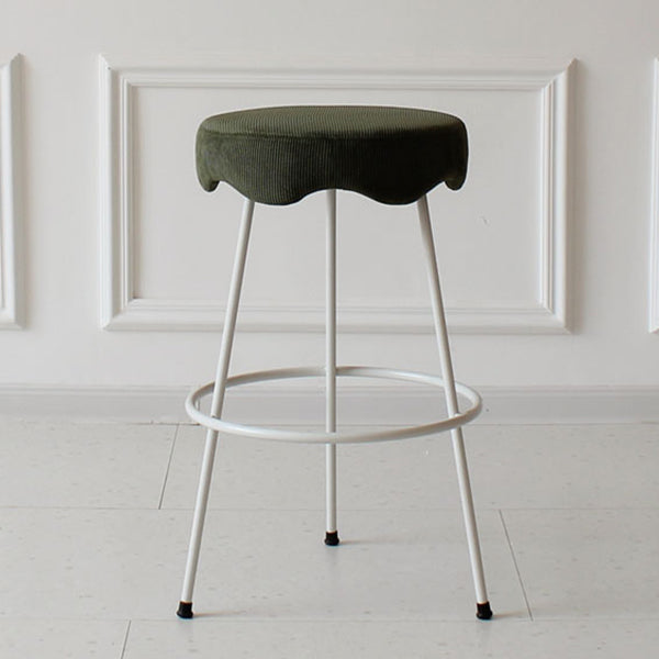 Modern Armless Backless Counter Stool Iron Cafe Bar Stool with Flannel Cushion and Pedal Clearhalo 'Bar Furniture' 'Bar Stools' 'bar_stools' 'furn' 'furn_bar_stools' 'Furniture' 'furniture_bar_stools' 'Kitchen & Dining Furniture' 4961796