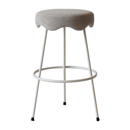 Modern Armless Backless Counter Stool Iron Cafe Bar Stool with Flannel Cushion and Pedal Light Gray 1 Piece Clearhalo 'Bar Furniture' 'Bar Stools' 'bar_stools' 'furn' 'furn_bar_stools' 'Furniture' 'furniture_bar_stools' 'Kitchen & Dining Furniture' 4961797