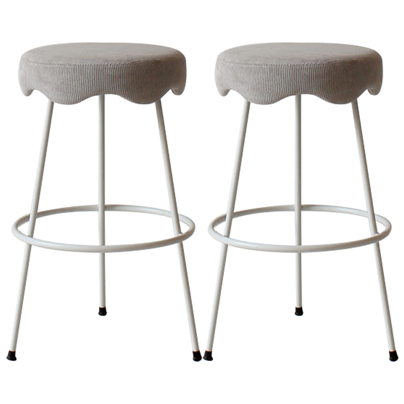 Modern Armless Backless Counter Stool Iron Cafe Bar Stool with Flannel Cushion and Pedal Light Gray 2 Piece Set Clearhalo 'Bar Furniture' 'Bar Stools' 'bar_stools' 'furn' 'furn_bar_stools' 'Furniture' 'furniture_bar_stools' 'Kitchen & Dining Furniture' 4961798