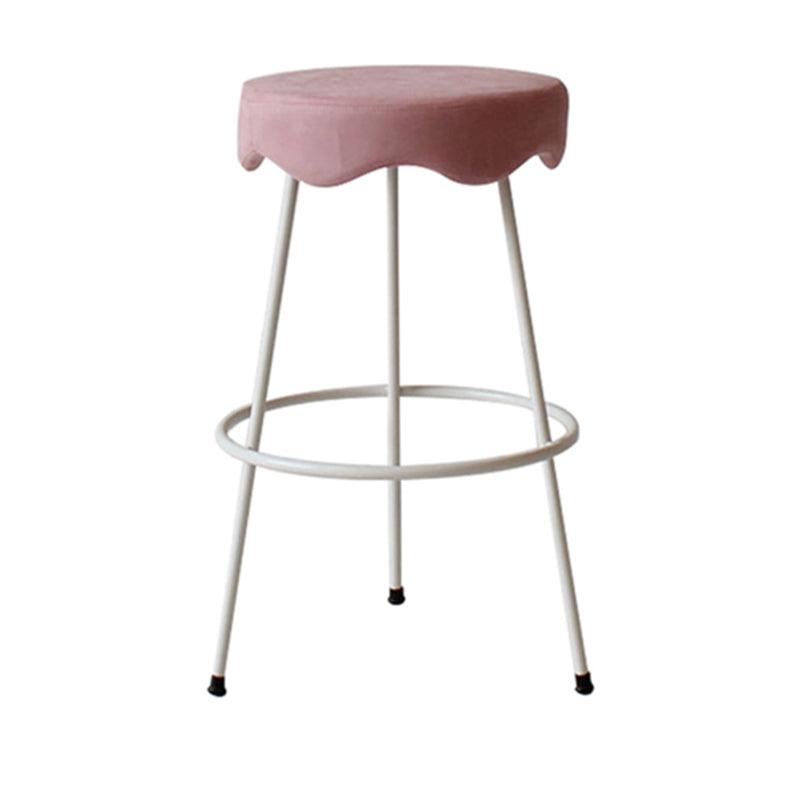 Modern Armless Backless Counter Stool Iron Cafe Bar Stool with Flannel Cushion and Pedal Clearhalo 'Bar Furniture' 'Bar Stools' 'bar_stools' 'furn' 'furn_bar_stools' 'Furniture' 'furniture_bar_stools' 'Kitchen & Dining Furniture' 4961799