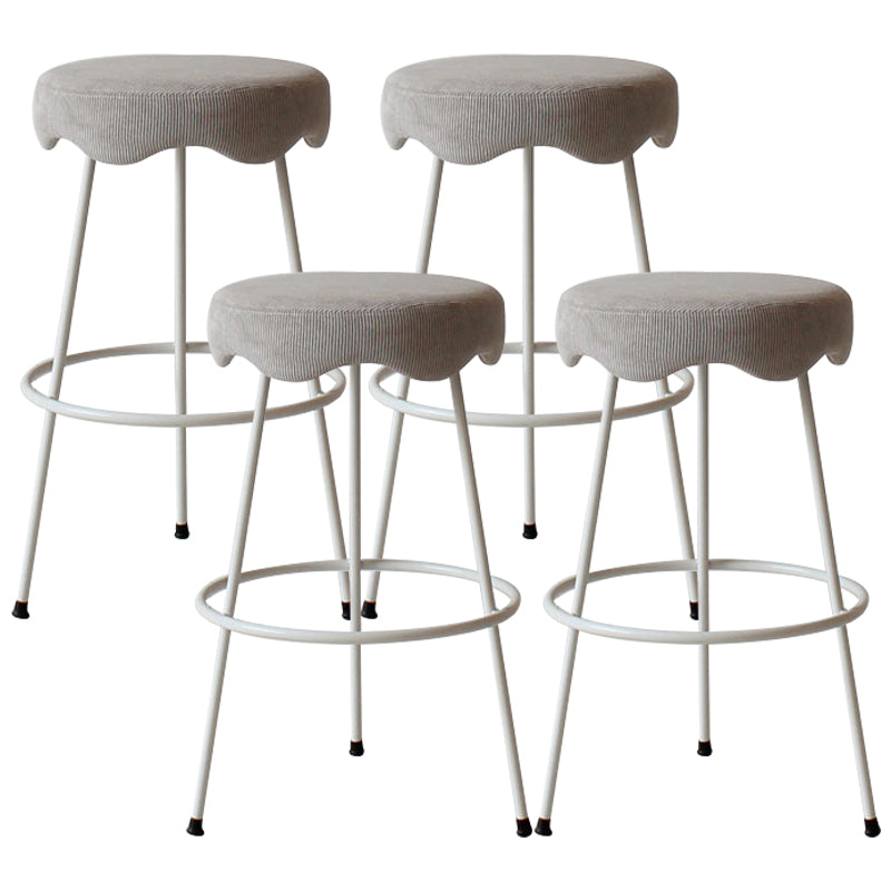 Modern Armless Backless Counter Stool Iron Cafe Bar Stool with Flannel Cushion and Pedal Light Gray 4 Piece Set Clearhalo 'Bar Furniture' 'Bar Stools' 'bar_stools' 'furn' 'furn_bar_stools' 'Furniture' 'furniture_bar_stools' 'Kitchen & Dining Furniture' 4961800
