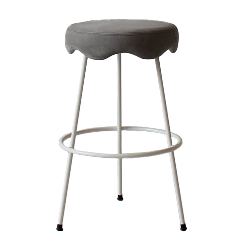 Modern Armless Backless Counter Stool Iron Cafe Bar Stool with Flannel Cushion and Pedal Grey 1 Piece Clearhalo 'Bar Furniture' 'Bar Stools' 'bar_stools' 'furn' 'furn_bar_stools' 'Furniture' 'furniture_bar_stools' 'Kitchen & Dining Furniture' 4961802