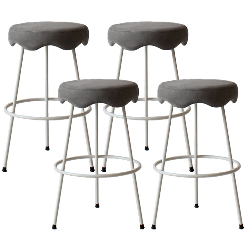 Modern Armless Backless Counter Stool Iron Cafe Bar Stool with Flannel Cushion and Pedal Grey 4 Piece Set Clearhalo 'Bar Furniture' 'Bar Stools' 'bar_stools' 'furn' 'furn_bar_stools' 'Furniture' 'furniture_bar_stools' 'Kitchen & Dining Furniture' 4961806