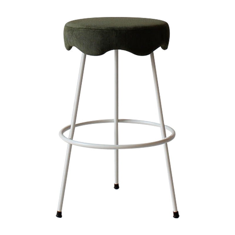 Modern Armless Backless Counter Stool Iron Cafe Bar Stool with Flannel Cushion and Pedal Green 1 Piece Counter Stool(26"H) Clearhalo 'Bar Furniture' 'Bar Stools' 'bar_stools' 'furn' 'furn_bar_stools' 'Furniture' 'furniture_bar_stools' 'Kitchen & Dining Furniture' 4961811