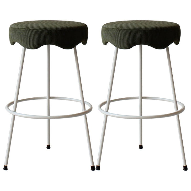 Modern Armless Backless Counter Stool Iron Cafe Bar Stool with Flannel Cushion and Pedal Green 2 Piece Set Counter Stool(26"H) Clearhalo 'Bar Furniture' 'Bar Stools' 'bar_stools' 'furn' 'furn_bar_stools' 'Furniture' 'furniture_bar_stools' 'Kitchen & Dining Furniture' 4961812