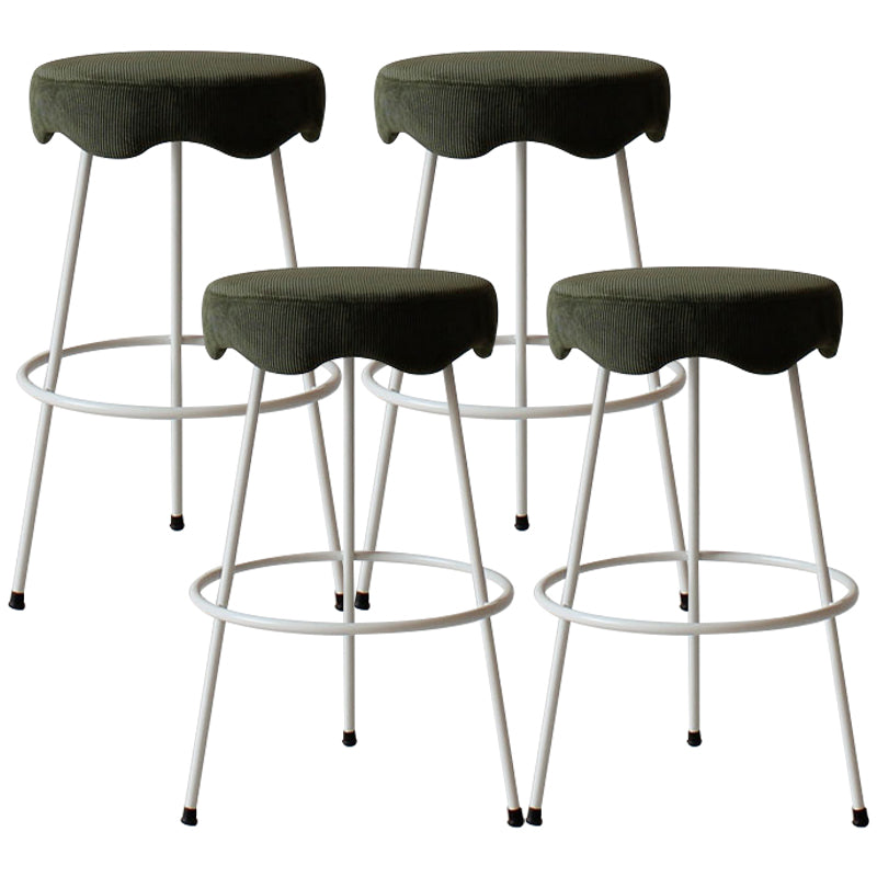 Modern Armless Backless Counter Stool Iron Cafe Bar Stool with Flannel Cushion and Pedal Green 4 Piece Set Counter Stool(26"H) Clearhalo 'Bar Furniture' 'Bar Stools' 'bar_stools' 'furn' 'furn_bar_stools' 'Furniture' 'furniture_bar_stools' 'Kitchen & Dining Furniture' 4961813