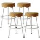 Modern Armless Backless Counter Stool Iron Cafe Bar Stool with Flannel Cushion and Pedal Yellow 4 Piece Set Clearhalo 'Bar Furniture' 'Bar Stools' 'bar_stools' 'furn' 'furn_bar_stools' 'Furniture' 'furniture_bar_stools' 'Kitchen & Dining Furniture' 4961816