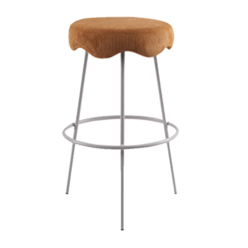 Modern Armless Backless Counter Stool Iron Cafe Bar Stool with Flannel Cushion and Pedal Ginger 1 Piece Clearhalo 'Bar Furniture' 'Bar Stools' 'bar_stools' 'furn' 'furn_bar_stools' 'Furniture' 'furniture_bar_stools' 'Kitchen & Dining Furniture' 4961817