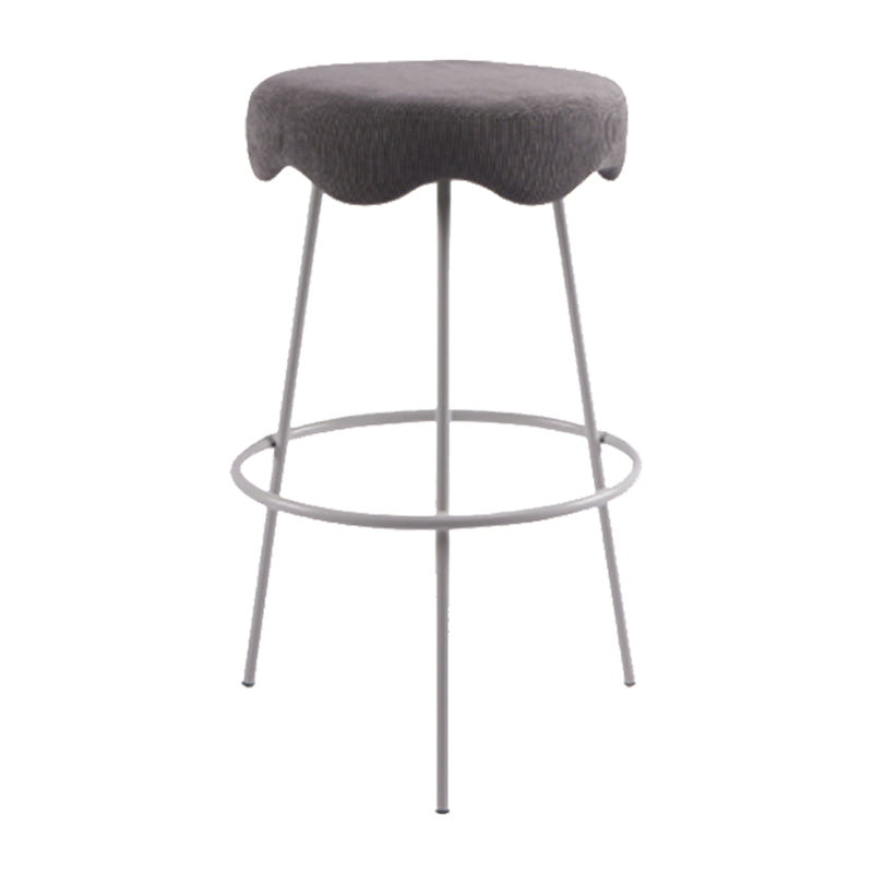 Modern Armless Backless Counter Stool Iron Cafe Bar Stool with Flannel Cushion and Pedal Dark Gray 1 Piece Clearhalo 'Bar Furniture' 'Bar Stools' 'bar_stools' 'furn' 'furn_bar_stools' 'Furniture' 'furniture_bar_stools' 'Kitchen & Dining Furniture' 4961820