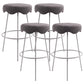 Modern Armless Backless Counter Stool Iron Cafe Bar Stool with Flannel Cushion and Pedal Dark Gray 4 Piece Set Clearhalo 'Bar Furniture' 'Bar Stools' 'bar_stools' 'furn' 'furn_bar_stools' 'Furniture' 'furniture_bar_stools' 'Kitchen & Dining Furniture' 4961822