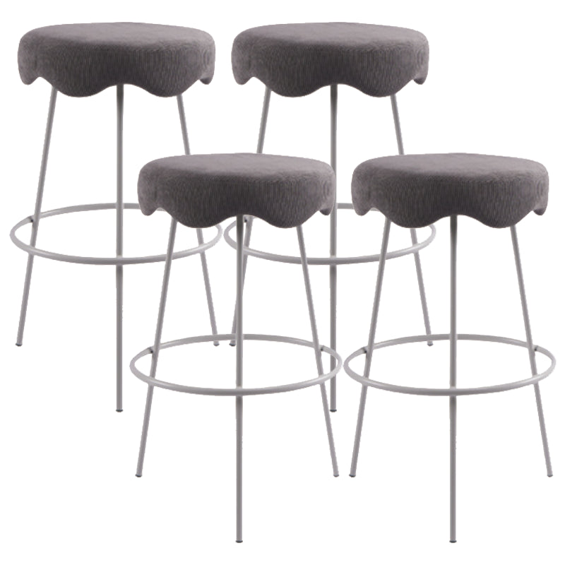 Modern Armless Backless Counter Stool Iron Cafe Bar Stool with Flannel Cushion and Pedal Dark Gray 4 Piece Set Clearhalo 'Bar Furniture' 'Bar Stools' 'bar_stools' 'furn' 'furn_bar_stools' 'Furniture' 'furniture_bar_stools' 'Kitchen & Dining Furniture' 4961822