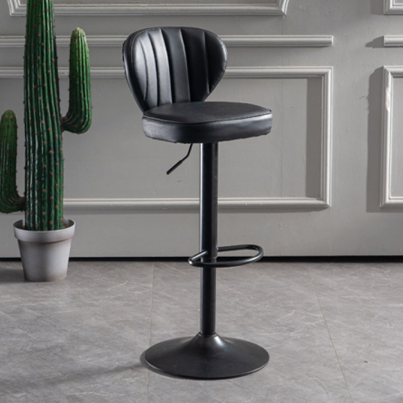 Contemporary Bar-stool Liftable Leather Counter Bar Stool with Metal Legs Black 1 Piece Clearhalo 'Bar Furniture' 'Bar Stools' 'bar_stools' 'Furniture' 'furniture_bar_stools' 'Kitchen & Dining Furniture' 4961826