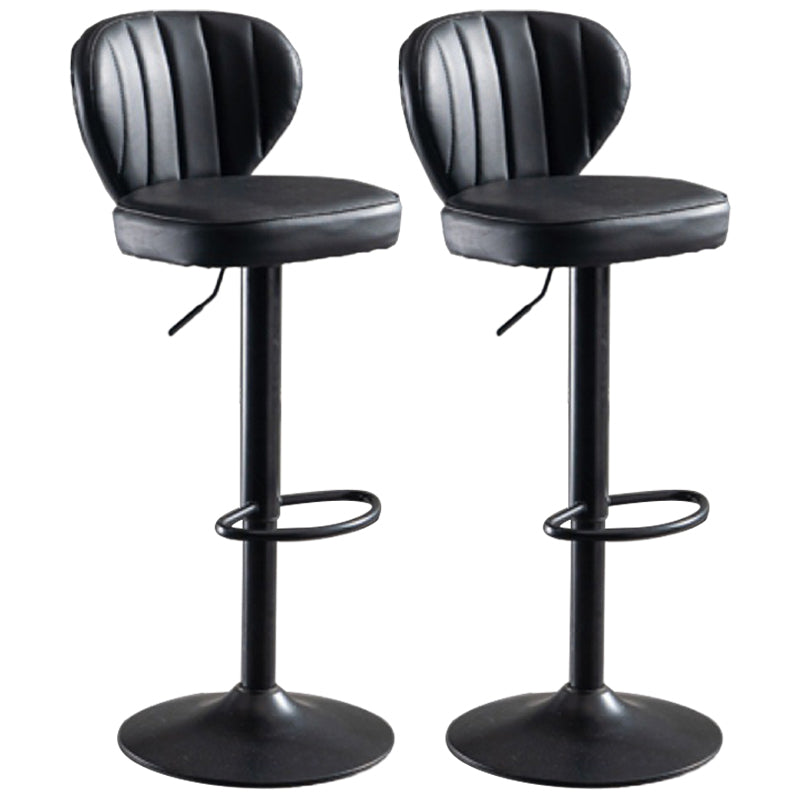 Contemporary Bar-stool Liftable Leather Counter Bar Stool with Metal Legs Black Set of 2 Clearhalo 'Bar Furniture' 'Bar Stools' 'bar_stools' 'Furniture' 'furniture_bar_stools' 'Kitchen & Dining Furniture' 4961828