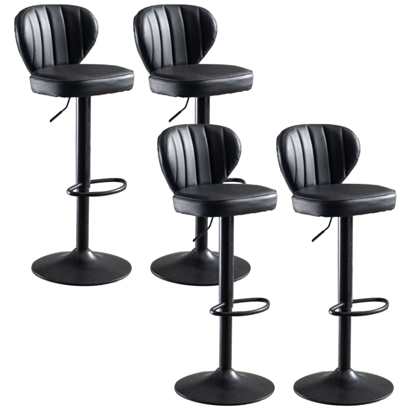 Contemporary Bar-stool Liftable Leather Counter Bar Stool with Metal Legs Black Set of 4 Clearhalo 'Bar Furniture' 'Bar Stools' 'bar_stools' 'Furniture' 'furniture_bar_stools' 'Kitchen & Dining Furniture' 4961829