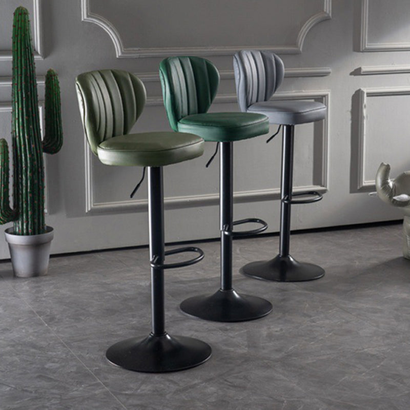 Contemporary Bar-stool Liftable Leather Counter Bar Stool with Metal Legs Clearhalo 'Bar Furniture' 'Bar Stools' 'bar_stools' 'Furniture' 'furniture_bar_stools' 'Kitchen & Dining Furniture' 4961830