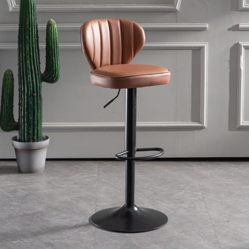 Contemporary Bar-stool Liftable Leather Counter Bar Stool with Metal Legs Light Brown 1 Piece Clearhalo 'Bar Furniture' 'Bar Stools' 'bar_stools' 'Furniture' 'furniture_bar_stools' 'Kitchen & Dining Furniture' 4961831