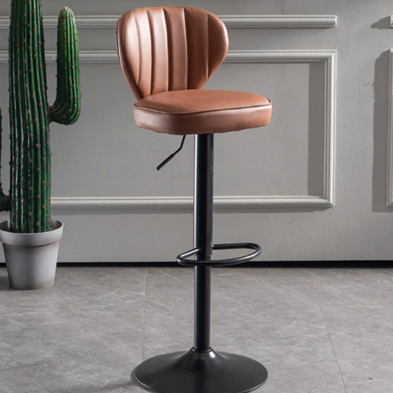 Contemporary Bar-stool Liftable Leather Counter Bar Stool with Metal Legs Clearhalo 'Bar Furniture' 'Bar Stools' 'bar_stools' 'Furniture' 'furniture_bar_stools' 'Kitchen & Dining Furniture' 4961832