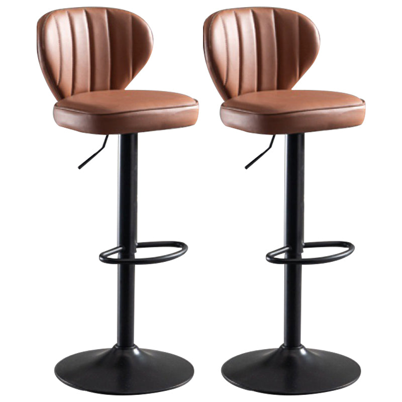 Contemporary Bar-stool Liftable Leather Counter Bar Stool with Metal Legs Light Brown Set of 2 Clearhalo 'Bar Furniture' 'Bar Stools' 'bar_stools' 'Furniture' 'furniture_bar_stools' 'Kitchen & Dining Furniture' 4961833