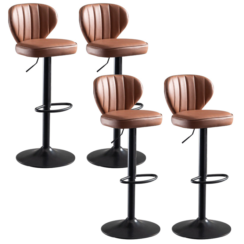 Contemporary Bar-stool Liftable Leather Counter Bar Stool with Metal Legs Light Brown Set of 4 Clearhalo 'Bar Furniture' 'Bar Stools' 'bar_stools' 'Furniture' 'furniture_bar_stools' 'Kitchen & Dining Furniture' 4961836