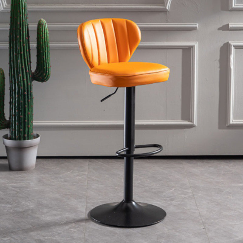 Contemporary Bar-stool Liftable Leather Counter Bar Stool with Metal Legs Orange 1 Piece Clearhalo 'Bar Furniture' 'Bar Stools' 'bar_stools' 'Furniture' 'furniture_bar_stools' 'Kitchen & Dining Furniture' 4961837