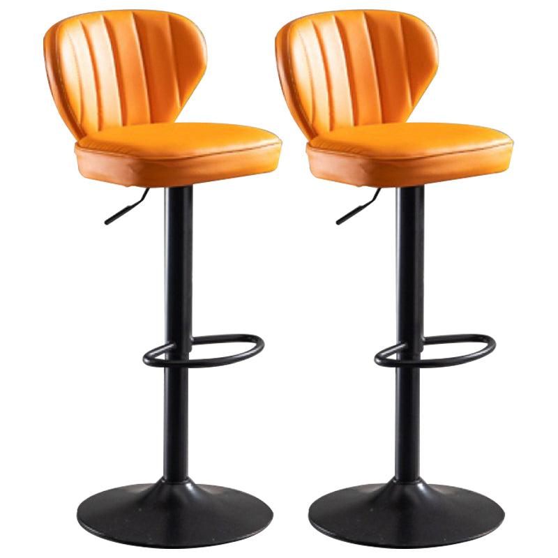 Contemporary Bar-stool Liftable Leather Counter Bar Stool with Metal Legs Orange Set of 2 Clearhalo 'Bar Furniture' 'Bar Stools' 'bar_stools' 'Furniture' 'furniture_bar_stools' 'Kitchen & Dining Furniture' 4961839