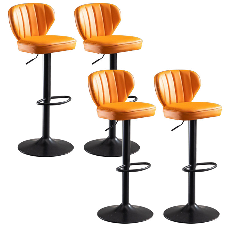 Contemporary Bar-stool Liftable Leather Counter Bar Stool with Metal Legs Orange Set of 4 Clearhalo 'Bar Furniture' 'Bar Stools' 'bar_stools' 'Furniture' 'furniture_bar_stools' 'Kitchen & Dining Furniture' 4961841
