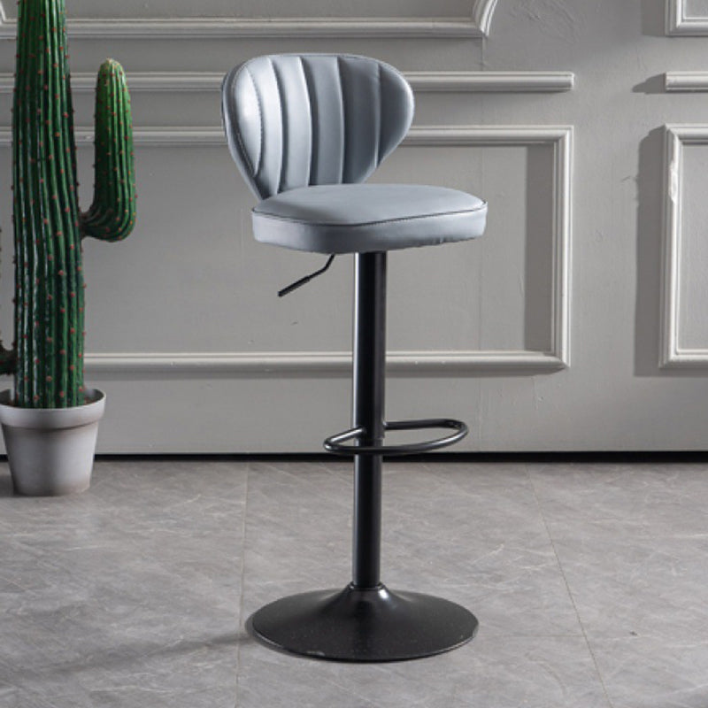 Contemporary Bar-stool Liftable Leather Counter Bar Stool with Metal Legs Smoke Gray 1 Piece Clearhalo 'Bar Furniture' 'Bar Stools' 'bar_stools' 'Furniture' 'furniture_bar_stools' 'Kitchen & Dining Furniture' 4961843