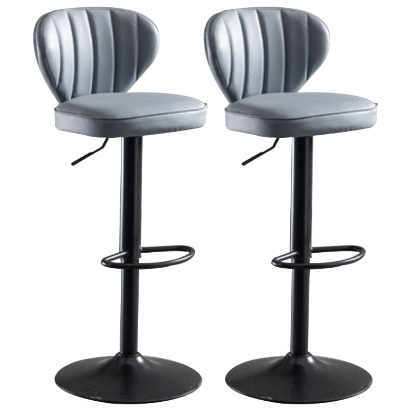 Contemporary Bar-stool Liftable Leather Counter Bar Stool with Metal Legs Smoke Gray Set of 2 Clearhalo 'Bar Furniture' 'Bar Stools' 'bar_stools' 'Furniture' 'furniture_bar_stools' 'Kitchen & Dining Furniture' 4961846