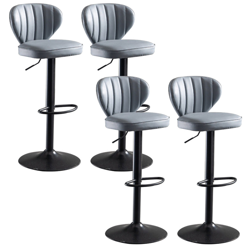 Contemporary Bar-stool Liftable Leather Counter Bar Stool with Metal Legs Smoke Gray Set of 4 Clearhalo 'Bar Furniture' 'Bar Stools' 'bar_stools' 'Furniture' 'furniture_bar_stools' 'Kitchen & Dining Furniture' 4961848