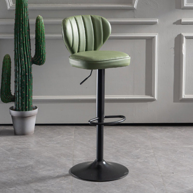 Contemporary Bar-stool Liftable Leather Counter Bar Stool with Metal Legs Light Green 1 Piece Clearhalo 'Bar Furniture' 'Bar Stools' 'bar_stools' 'Furniture' 'furniture_bar_stools' 'Kitchen & Dining Furniture' 4961849