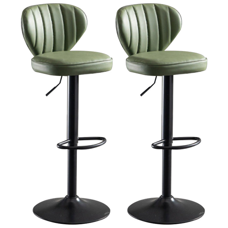 Contemporary Bar-stool Liftable Leather Counter Bar Stool with Metal Legs Light Green Set of 2 Clearhalo 'Bar Furniture' 'Bar Stools' 'bar_stools' 'Furniture' 'furniture_bar_stools' 'Kitchen & Dining Furniture' 4961850