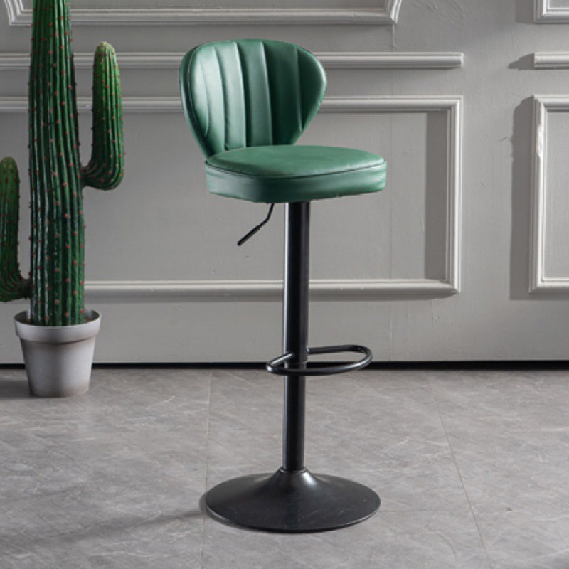 Contemporary Bar-stool Liftable Leather Counter Bar Stool with Metal Legs Green 1 Piece Clearhalo 'Bar Furniture' 'Bar Stools' 'bar_stools' 'Furniture' 'furniture_bar_stools' 'Kitchen & Dining Furniture' 4961852