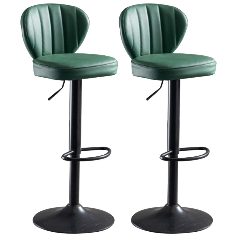 Contemporary Bar-stool Liftable Leather Counter Bar Stool with Metal Legs Green Set of 2 Clearhalo 'Bar Furniture' 'Bar Stools' 'bar_stools' 'Furniture' 'furniture_bar_stools' 'Kitchen & Dining Furniture' 4961853