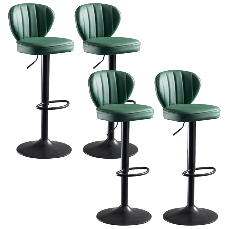 Contemporary Bar-stool Liftable Leather Counter Bar Stool with Metal Legs Green Set of 4 Clearhalo 'Bar Furniture' 'Bar Stools' 'bar_stools' 'Furniture' 'furniture_bar_stools' 'Kitchen & Dining Furniture' 4961854