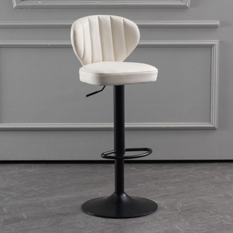 Contemporary Bar-stool Liftable Leather Counter Bar Stool with Metal Legs White 1 Piece Clearhalo 'Bar Furniture' 'Bar Stools' 'bar_stools' 'Furniture' 'furniture_bar_stools' 'Kitchen & Dining Furniture' 4961855