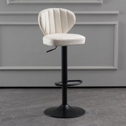 Contemporary Bar-stool Liftable Leather Counter Bar Stool with Metal Legs White 1 Piece Clearhalo 'Bar Furniture' 'Bar Stools' 'bar_stools' 'Furniture' 'furniture_bar_stools' 'Kitchen & Dining Furniture' 4961855