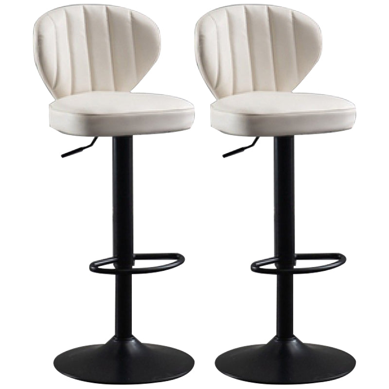 Contemporary Bar-stool Liftable Leather Counter Bar Stool with Metal Legs White Set of 2 Clearhalo 'Bar Furniture' 'Bar Stools' 'bar_stools' 'Furniture' 'furniture_bar_stools' 'Kitchen & Dining Furniture' 4961856