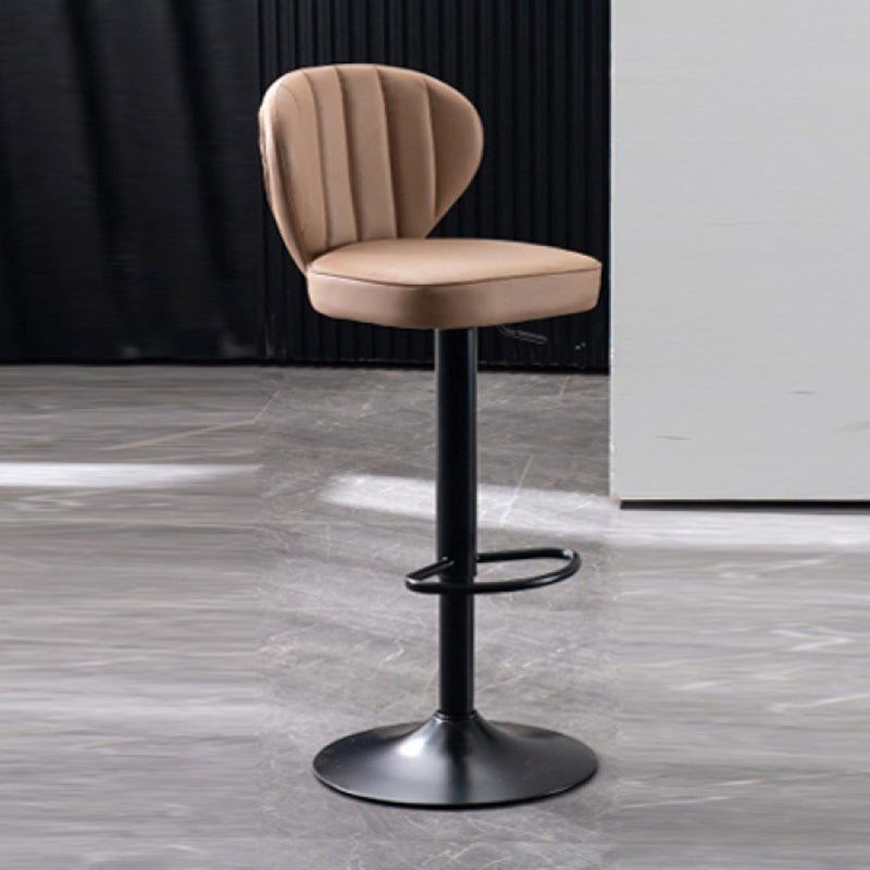 Contemporary Bar-stool Liftable Leather Counter Bar Stool with Metal Legs Khaki 1 Piece Clearhalo 'Bar Furniture' 'Bar Stools' 'bar_stools' 'Furniture' 'furniture_bar_stools' 'Kitchen & Dining Furniture' 4961858