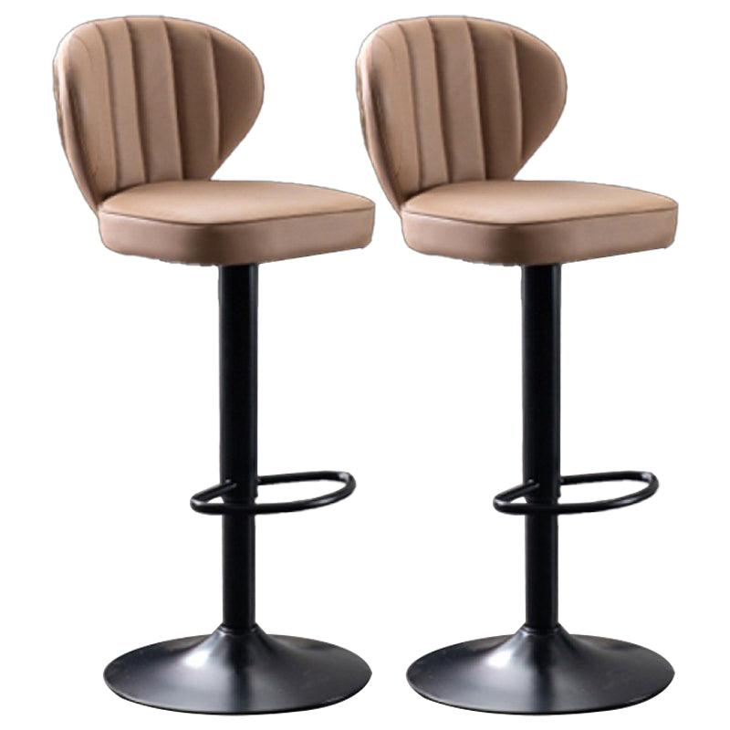 Contemporary Bar-stool Liftable Leather Counter Bar Stool with Metal Legs Khaki Set of 2 Clearhalo 'Bar Furniture' 'Bar Stools' 'bar_stools' 'Furniture' 'furniture_bar_stools' 'Kitchen & Dining Furniture' 4961859